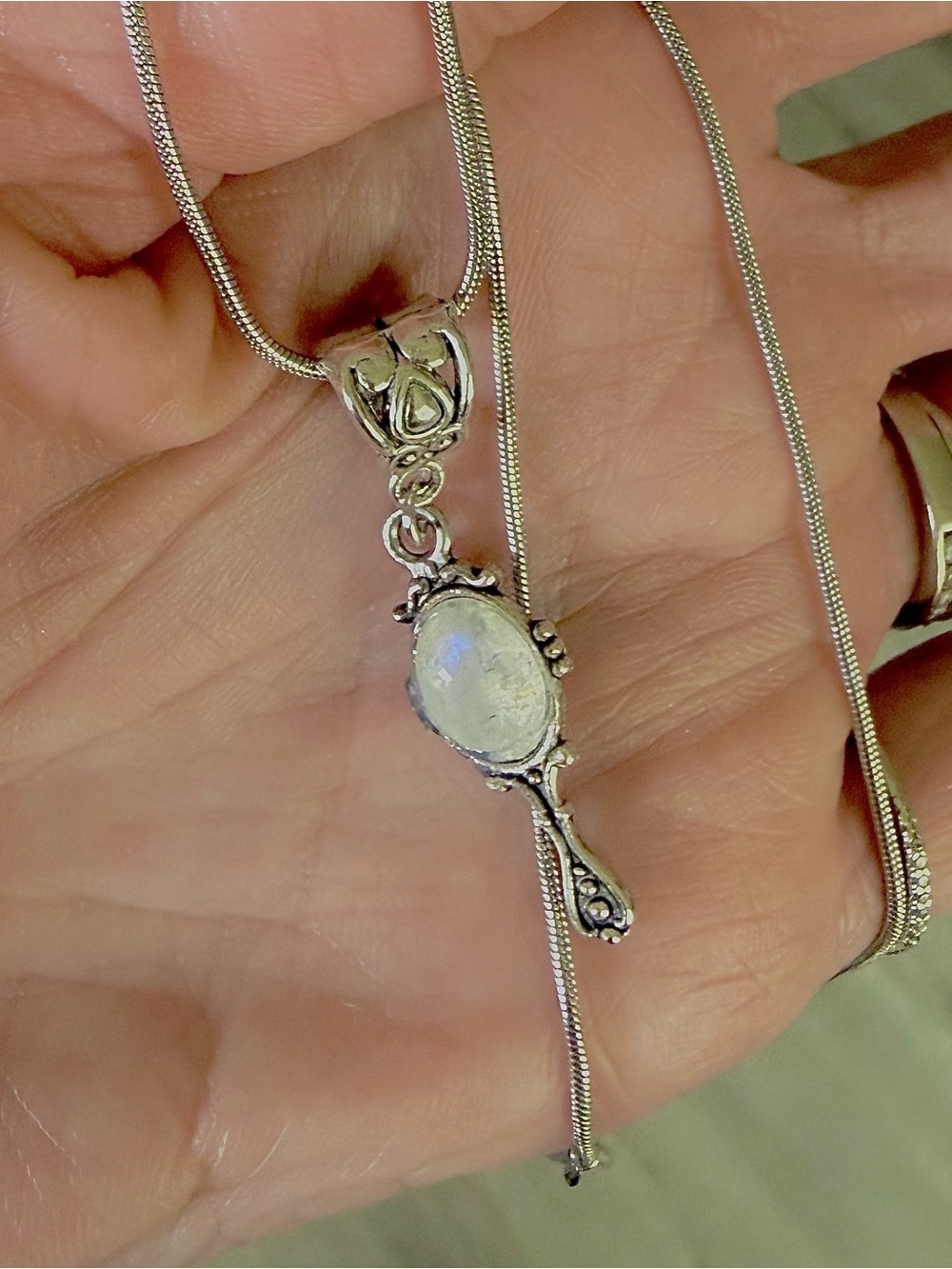 Victorian / Eclectic Moonstone Mirror Necklace